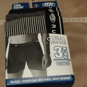RWD Men's Boxer Briefs 3-Pack - Black, Charcoal Heather, Gray Stripe